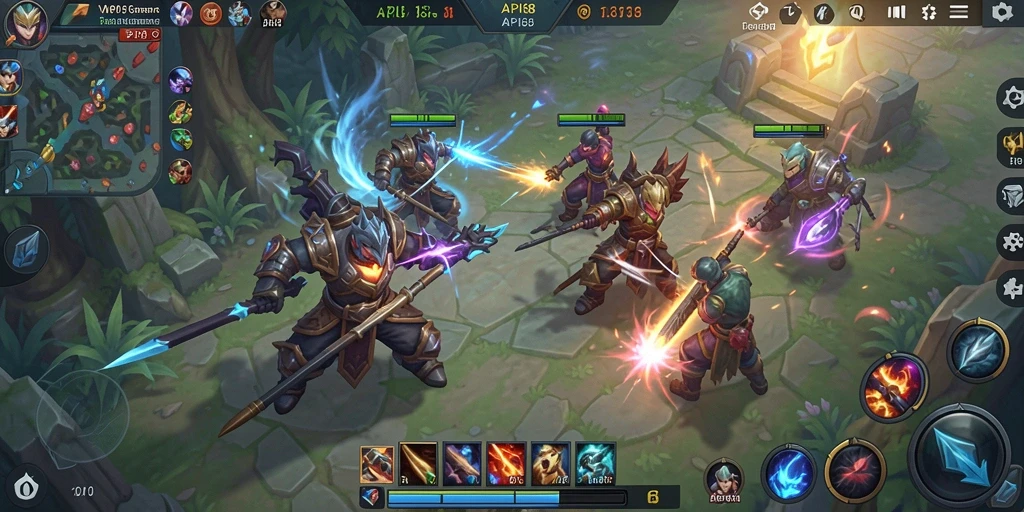 Tampilan gameplay API88 yang menampilkan pertarungan tim seru dan karakter yang menarik.