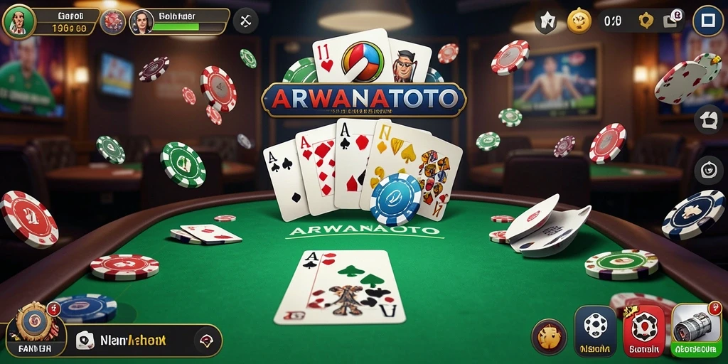Tampilan menarik dari gameplay Poker ARWANATOTO yang mendebarkan.