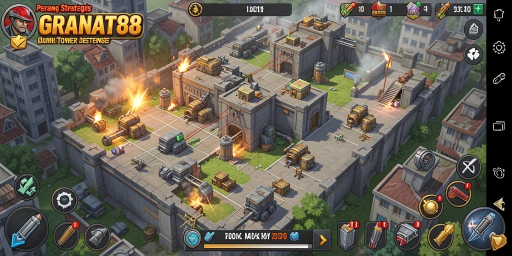 Tampilan gameplay seru dalam permainan Tower Defense.