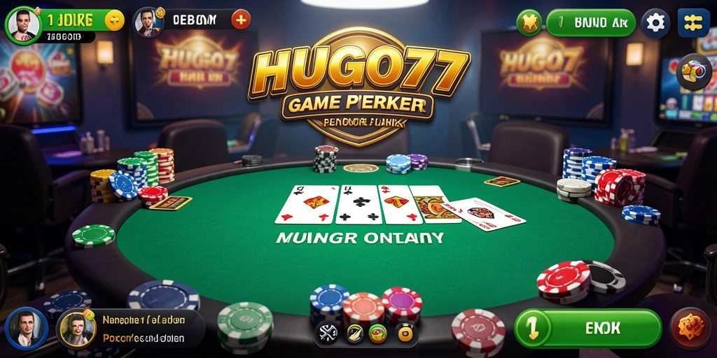 Tangkapan layar gameplay HUGO77 menampilkan pemain sedang bermain Poker.