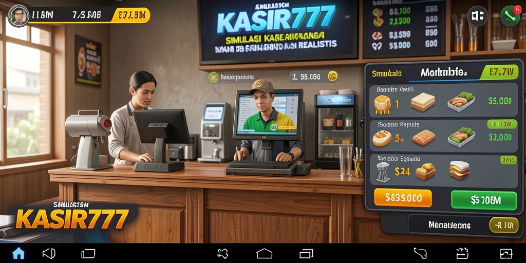 Screenshot gameplay KASIR777 menampilkan pengalaman kasir yang mendebarkan.