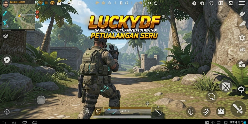 Screenshot utama LUCKYDF menampilkan momen aksi seru dalam gameplay TPS.