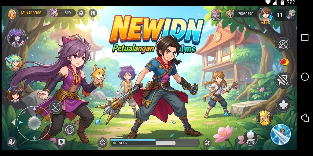 Tangkapan layar permainan <strong>NEWIDN</strong> menunjukkan pertarungan karakter yang seru dan grafis menawan.