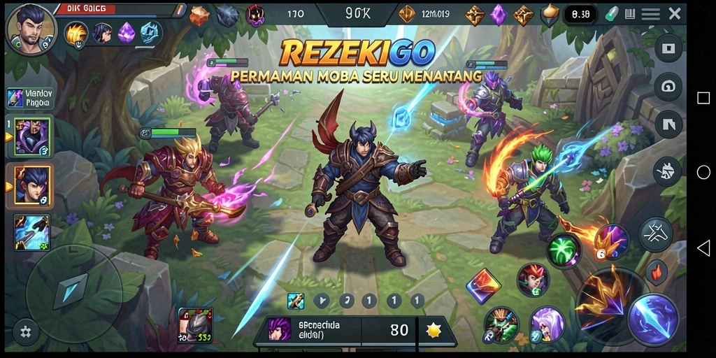 Tampilan gameplay seru dari REZEKIGO dalam pertandingan MOBA.