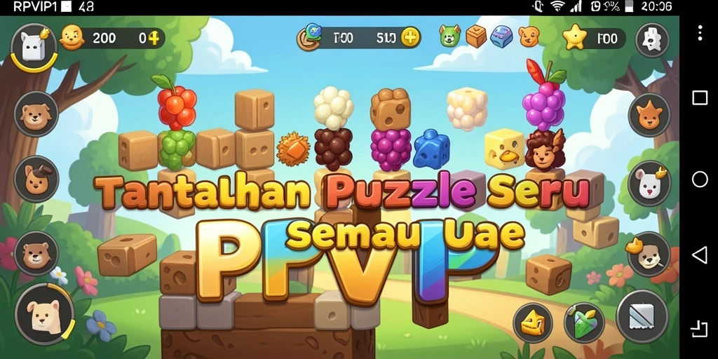 Screenshot RPVIP1 menampilkan tantangan puzzle yang menarik dan berwarna.