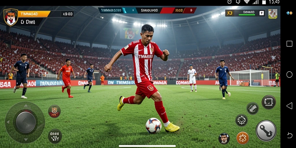Tampilan gameplay menarik di TIMNAS4D yang menunjukkan simulasi pertandingan sepak bola.