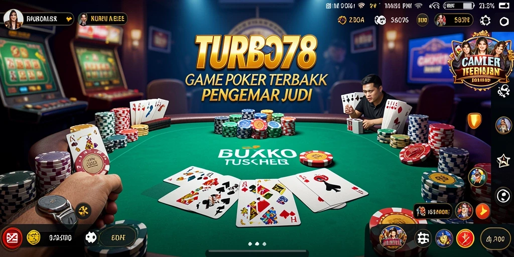 Tampilan menarik dari gameplay Poker di TURBO78.